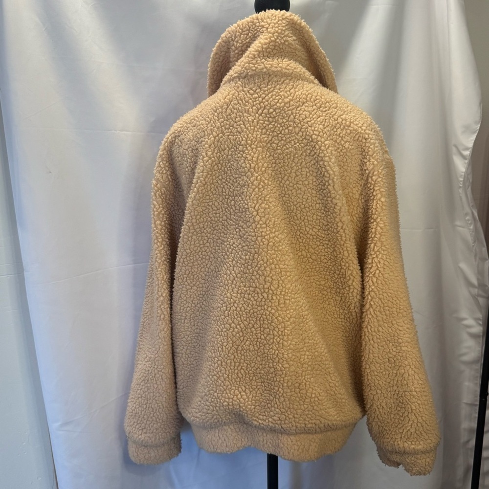 Elodie Tan Faux Shearling Oversized Teddy Coat Size Medium - Picture 2 of 5